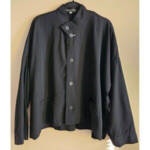 Vtg Shirin Guild Black Wool Blazer Jacket Fabulous! Boxy Lagenlook Pockets Sz M